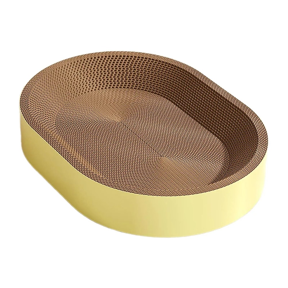 Oval Corrugated Cardboard Cat Scratcher Bed With Lounge Nest Furniture Protection 1