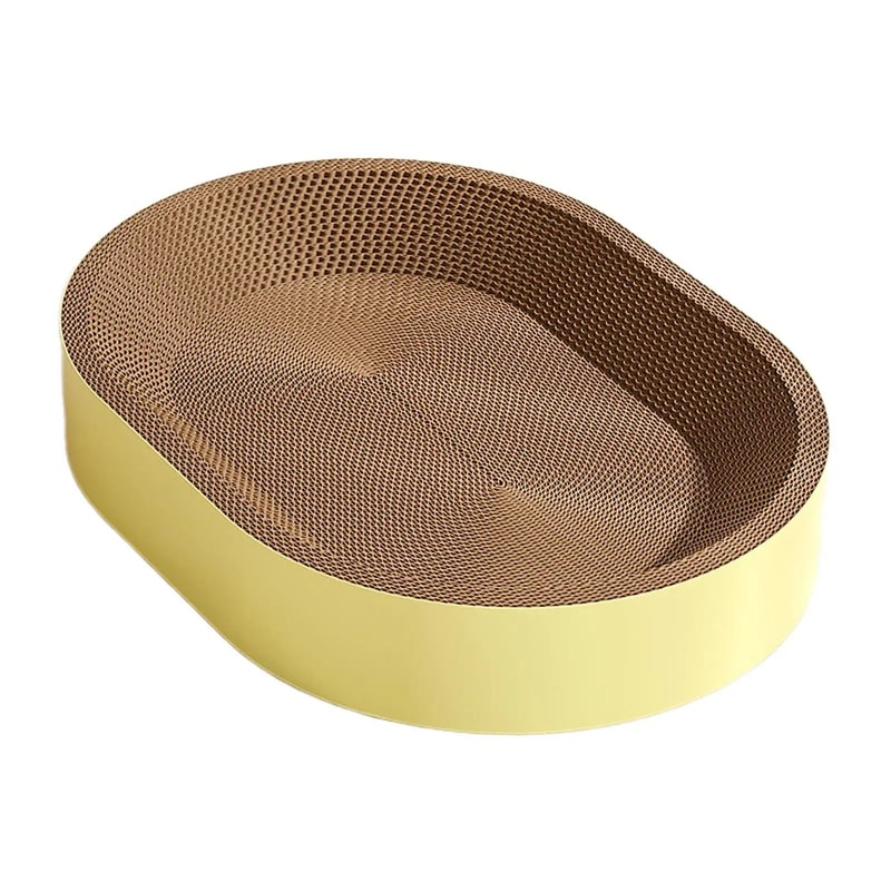 Oval Corrugated Cardboard Cat Scratcher Bed With Lounge Nest Furniture Protection 1