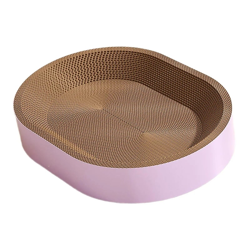 Oval Corrugated Cardboard Cat Scratcher Bed With Lounge Nest Furniture Protection 10