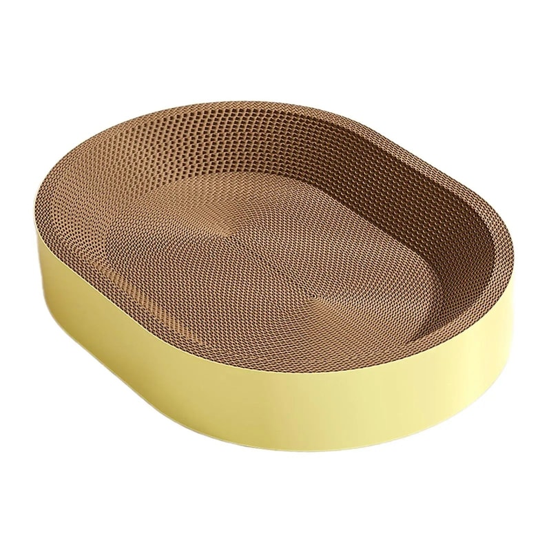 Oval Corrugated Cardboard Cat Scratcher Bed With Lounge Nest Furniture Protection 13