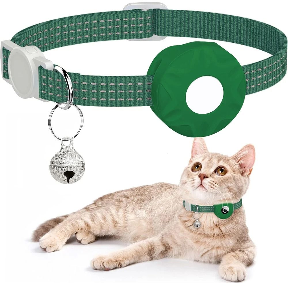 Reflective AirTag Cat Collar With Secure Holder Bell GPS Tracking Support 11