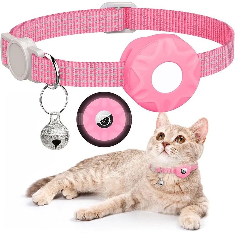 Reflective AirTag Cat Collar With Secure Holder Bell GPS Tracking Support 13