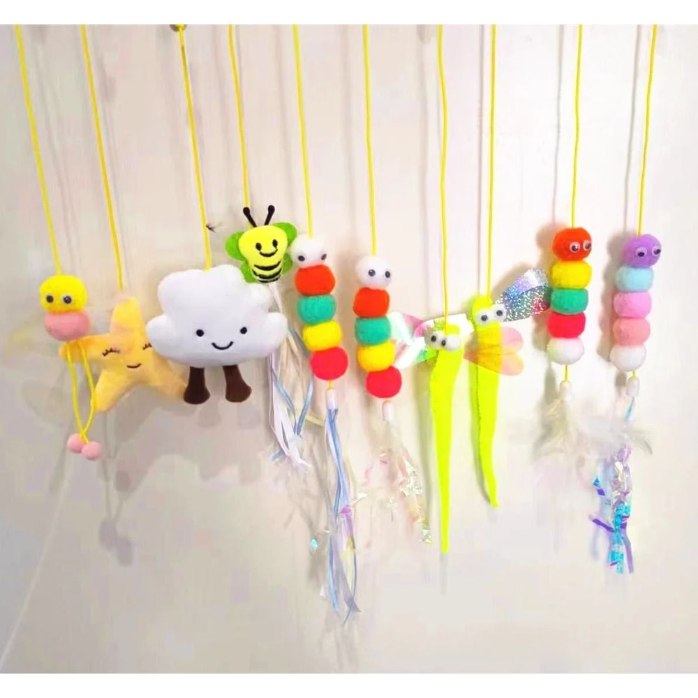 Elastic Hanging Feather Cat Toy With Door Mount For Independent Interactive Play 5