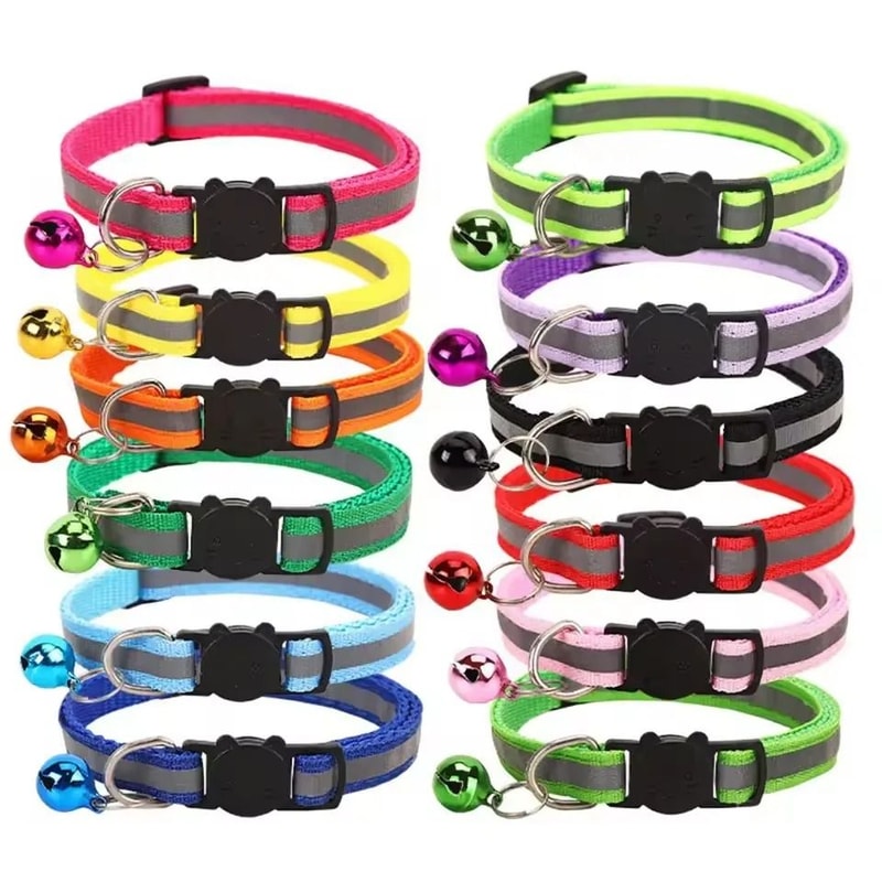 Reflective Breakaway Cat Collar With Bell Adjustable Safety Buckle For Cats And Kittens 1