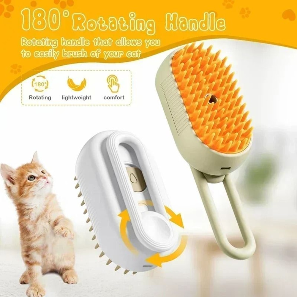 3in1 Rechargeable Steam Pet Grooming Brush For Cats Dogs 1