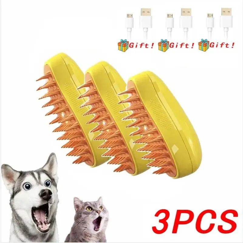 3in1 Rechargeable Steam Pet Grooming Brush For Cats Dogs 16