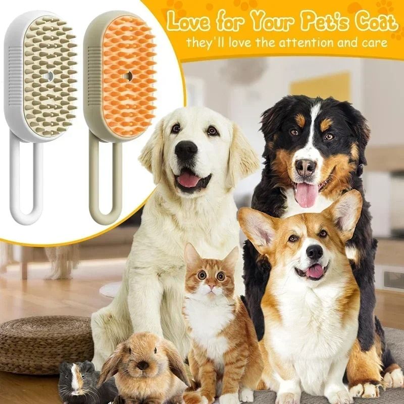 3in1 Rechargeable Steam Pet Grooming Brush For Cats Dogs 4