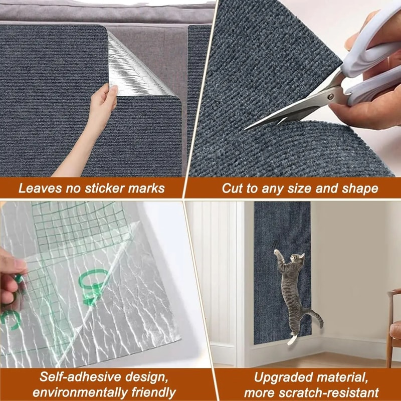SelfAdhesive Cat Scratcher Furniture Protector Mat For Sofas Walls Corners 3
