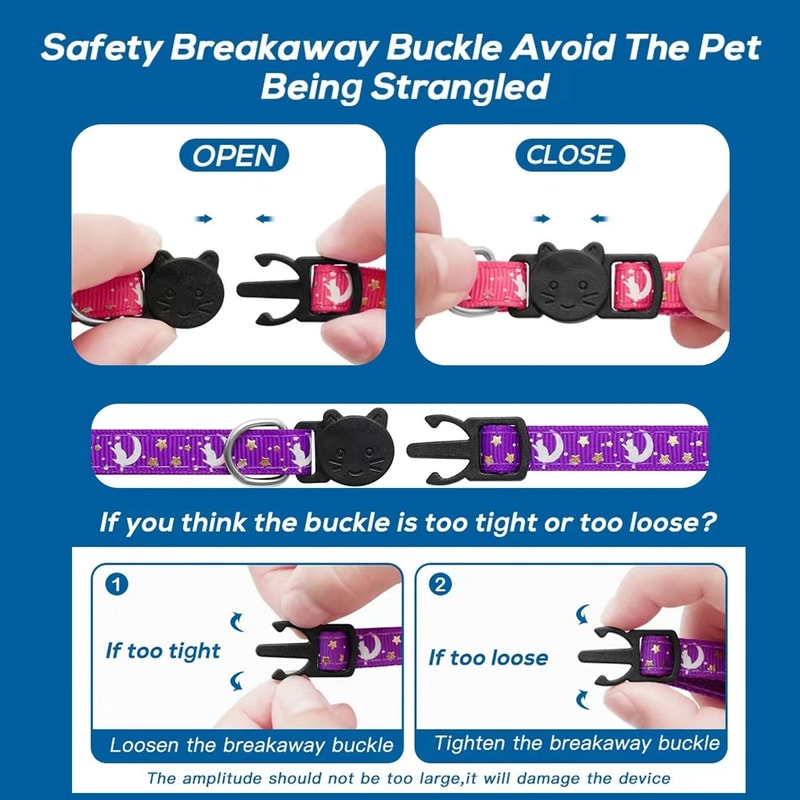 GlowintheDark AirTag Cat Collar With Moon Charm Breakaway Safety Buckle 5