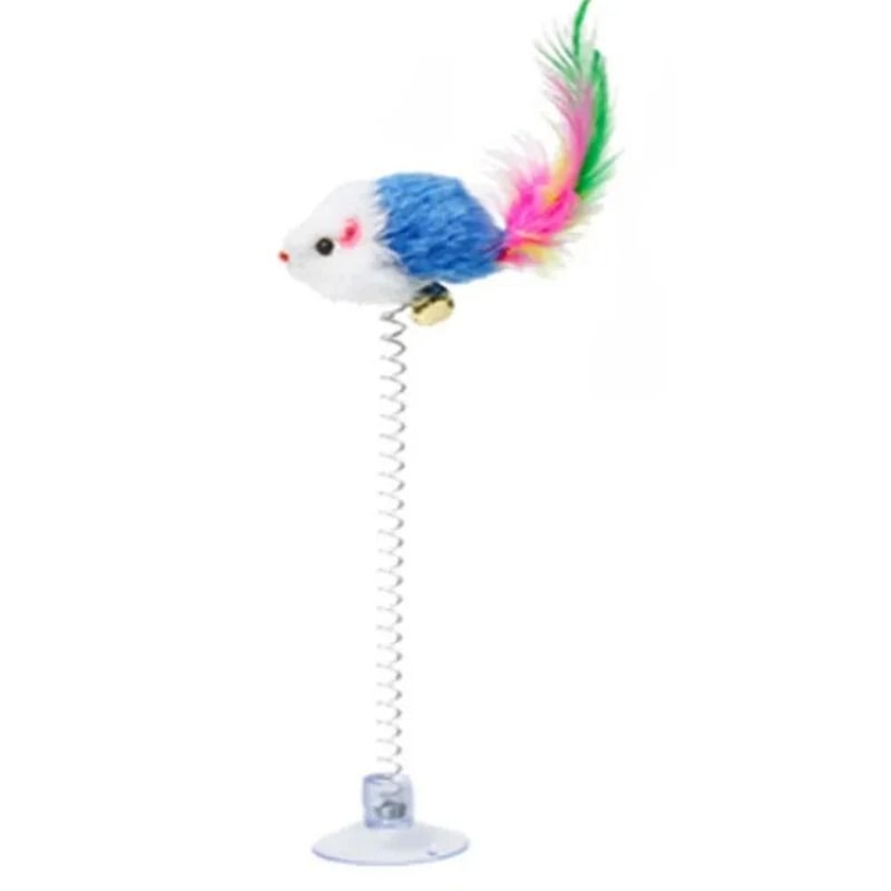 Interactive Spring Cat Toy With Suction Cup Mouse Feather Teaser 2