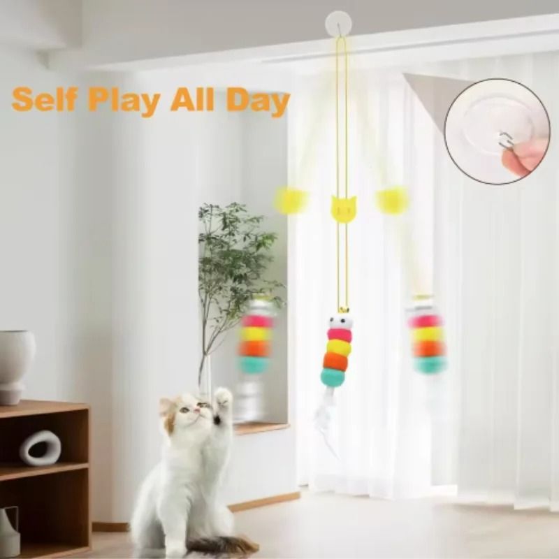 Interactive Feather Bell Cat Teaser Wand With Elastic Rope For Kittens Cats 4