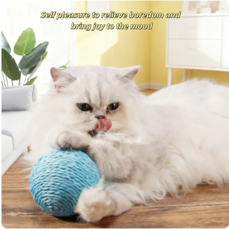 Interactive Sisal Scratching Ball Cat Toy With Bell Teething Relief SelfPlay Fun 2
