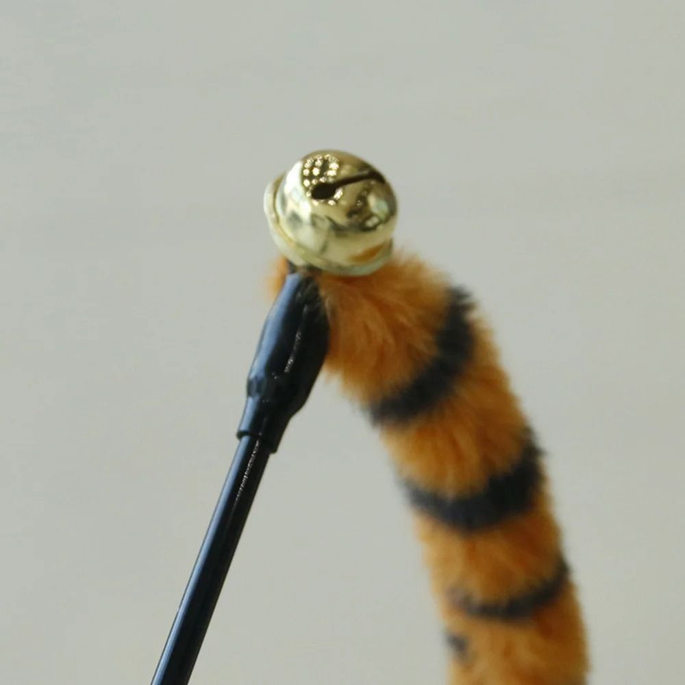 Worm Tail Cat Teaser Wand With Bell Interactive Plush Toy For Kittens Cats 2