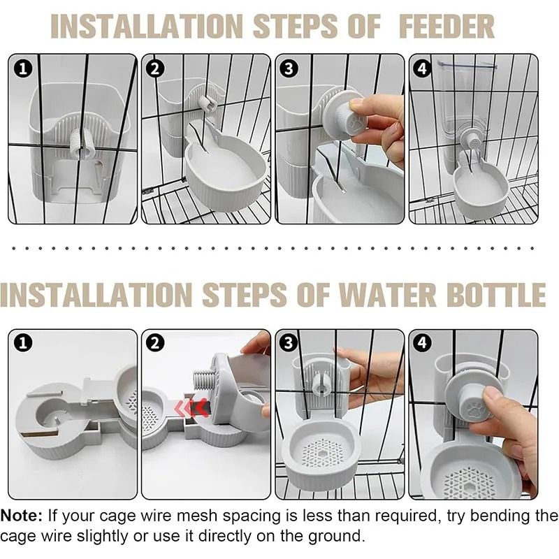 Hanging Gravity Pet Feeder Water Dispenser Set For Cat Cages And Small Pets 5
