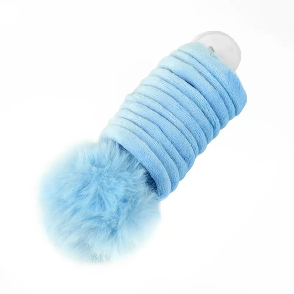 Wall Mount Suction Cup Cat Teaser Toy With Bunny Fur Ball Spring Bouncer 7
