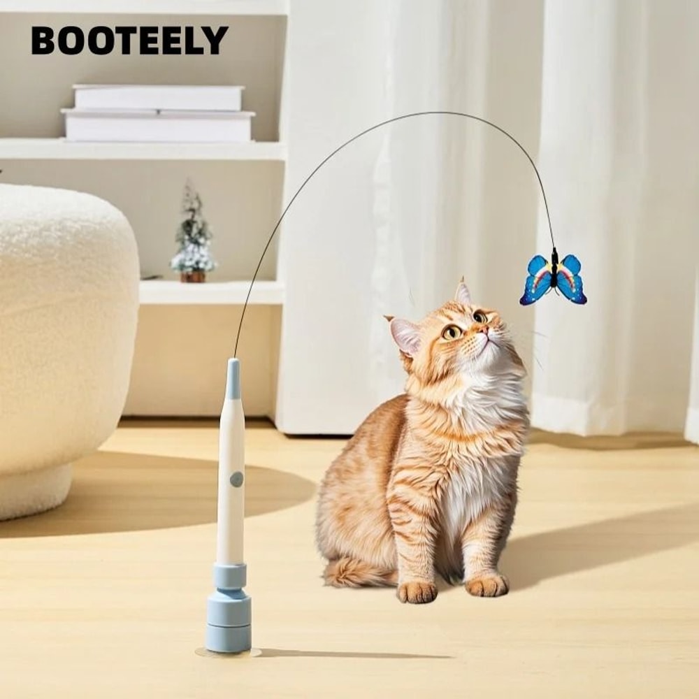 FlutterFly MotionActivated Butterfly Cat Toy USB Rechargeable Suction Cup Teaser For Indoor Cats 1