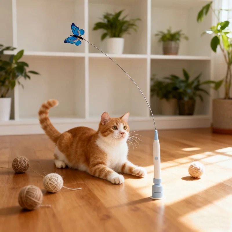 FlutterFly MotionActivated Butterfly Cat Toy USB Rechargeable Suction Cup Teaser For Indoor Cats 2