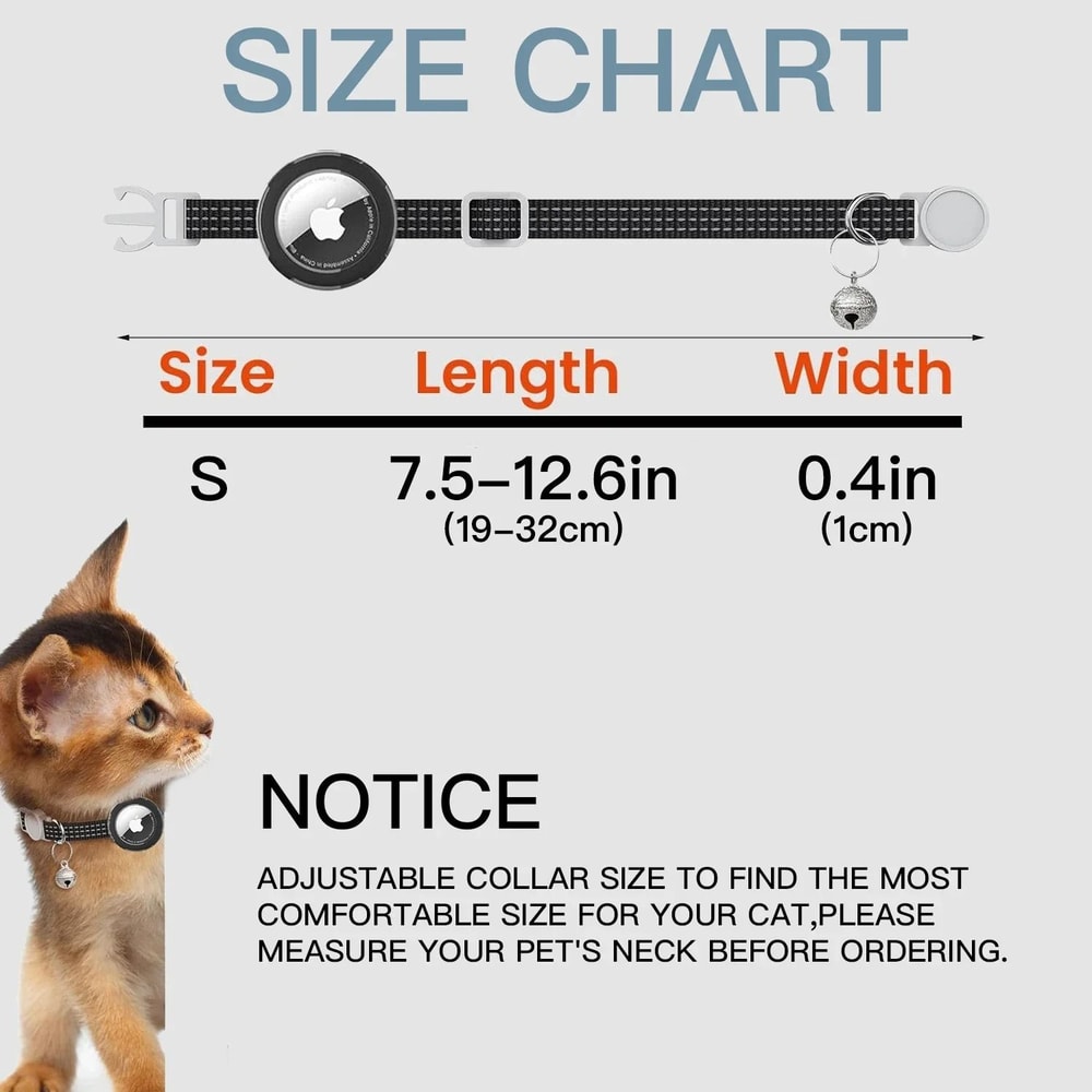 TrackSafe AirTag Cat Collar Reflective Breakaway Collar With AirTag Holder Bell For Cats And Kitt 1