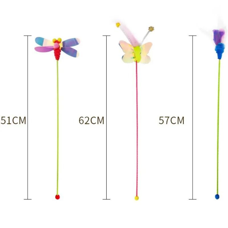FlutterPounce Interactive Feather Wand Cat Toy With Butterfly Wool Ball Teasers 5
