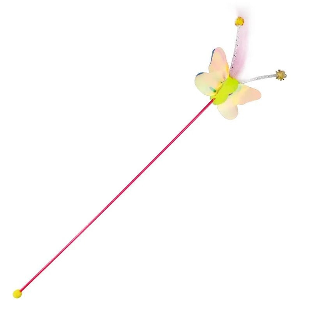 FlutterPounce Interactive Feather Wand Cat Toy With Butterfly Wool Ball Teasers 7
