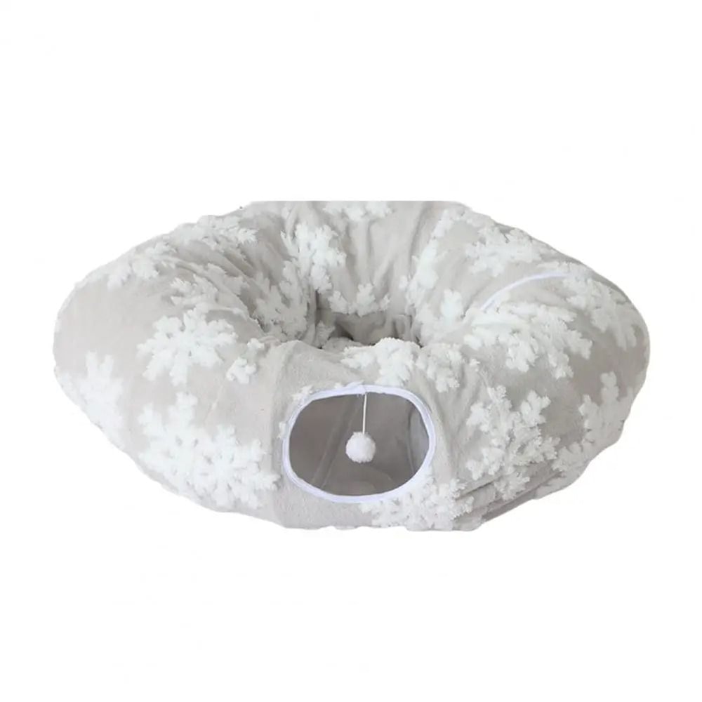 CozyTunnel Plush Donut Cat Tunnel Bed With Peekaboo Play Cave Hanging Balls 10