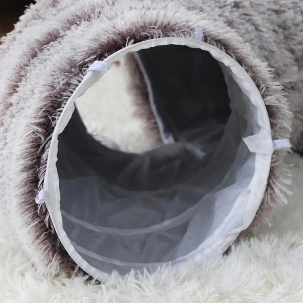 CozyTunnel Plush Donut Cat Tunnel Bed With Peekaboo Play Cave Hanging Balls 4