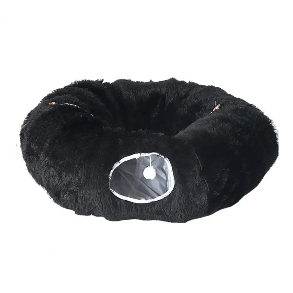 CozyTunnel Plush Donut Cat Tunnel Bed With Peekaboo Play Cave Hanging Balls 6