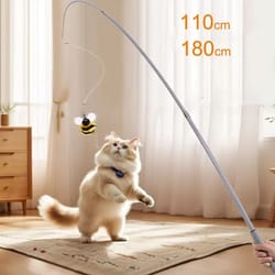 prochase carbon fiber telescopic cat wand toy with feather teaser