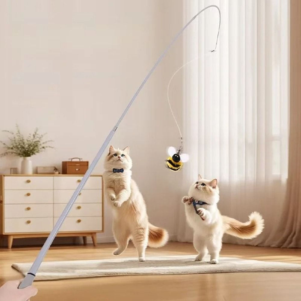 ProChase Carbon Fiber Telescopic Cat Wand Toy With Feather Teaser 2