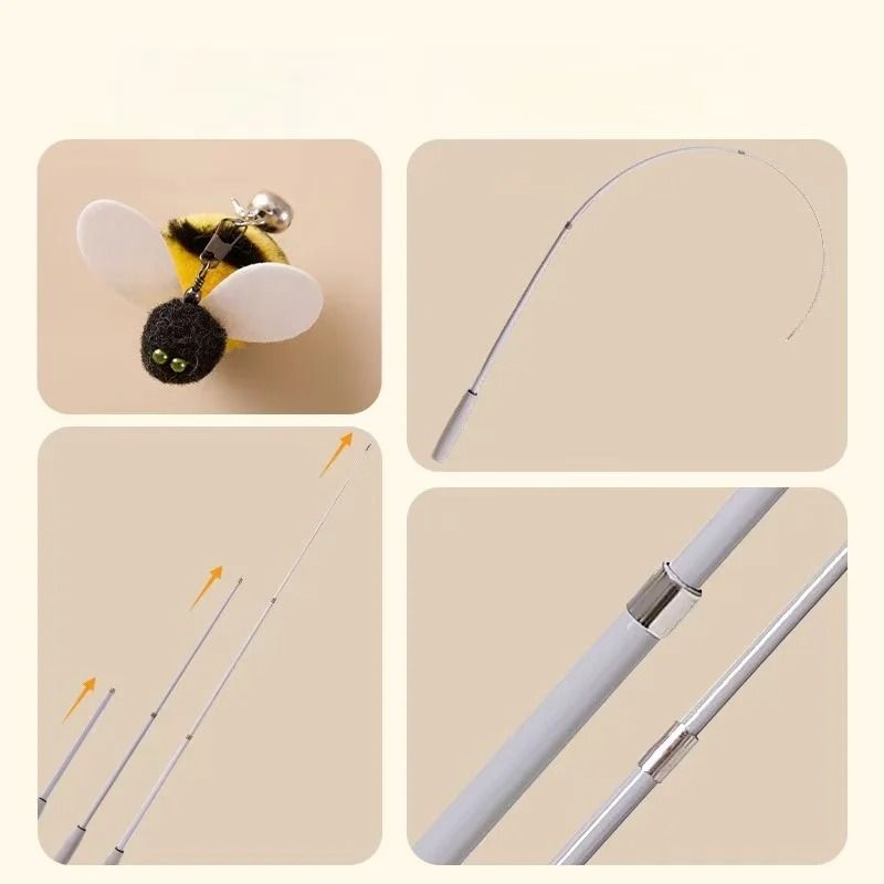 ProChase Carbon Fiber Telescopic Cat Wand Toy With Feather Teaser 4