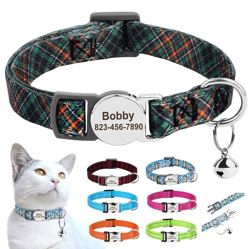 SafeTag Personalized Pet ID Collar With Bell For Cats Small Dogs 0