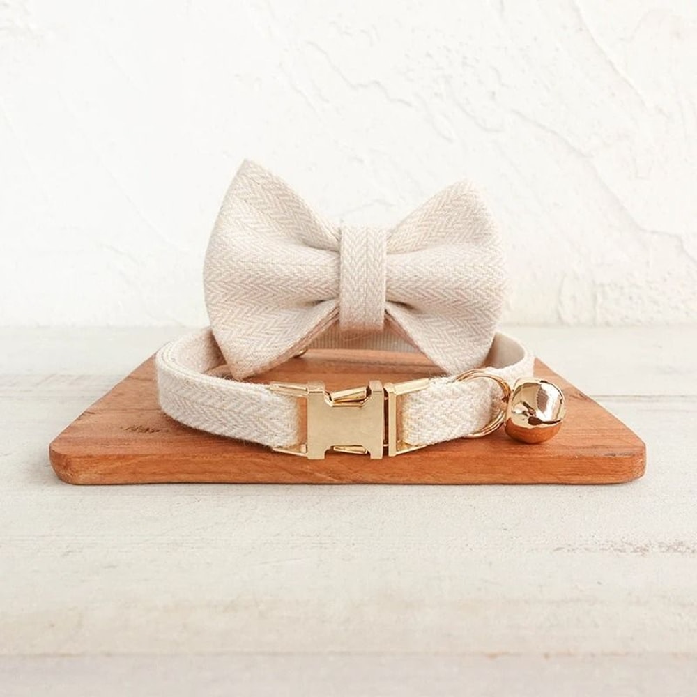 Personalized Bow Cat Collar With Engraved Nameplate And Bell 15