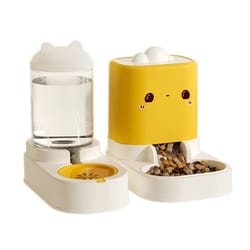 cute cat-shaped automatic pet feeder & water dispenser set