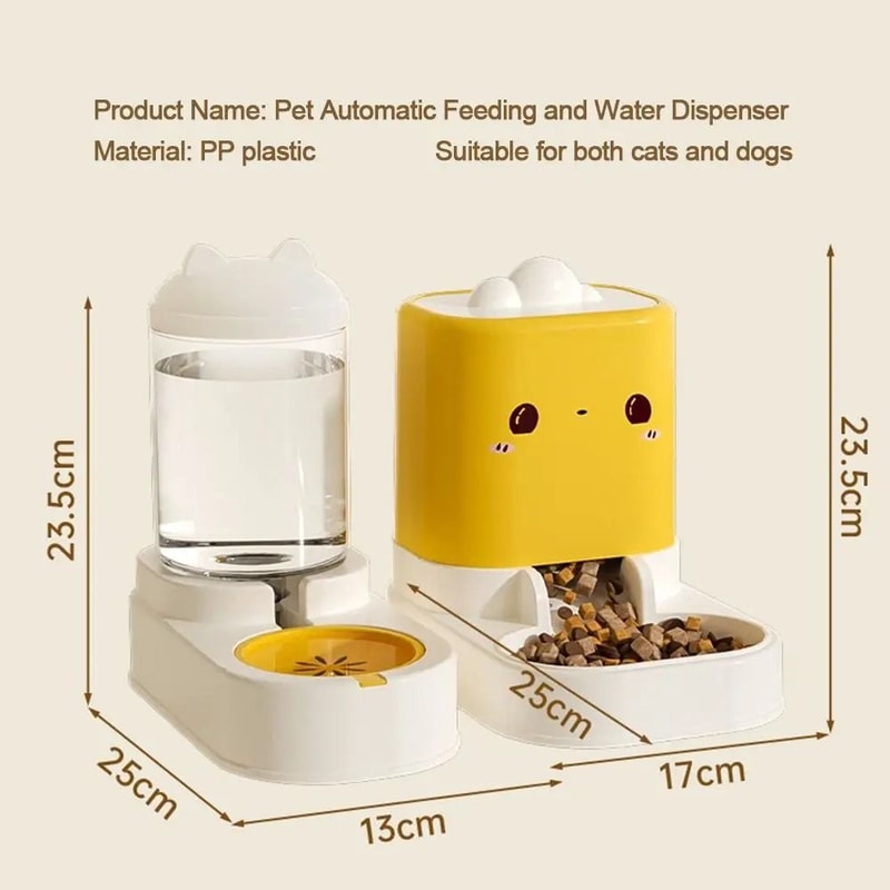 Cute CatShaped Automatic Pet Feeder Water Dispenser Set 4