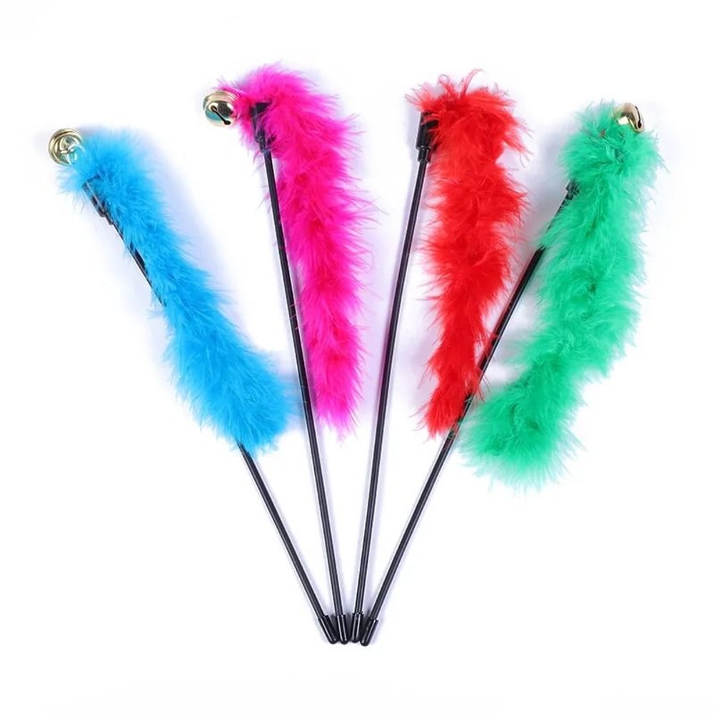 FeatherFrenzy 5Piece Interactive Cat Wand Toy Set With Bells Feather Teasers 15