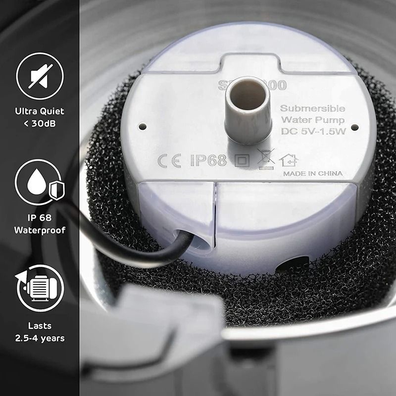 QuietFlow USB Replacement Water Pump For Cat Fountains With Cleaning Kit 5