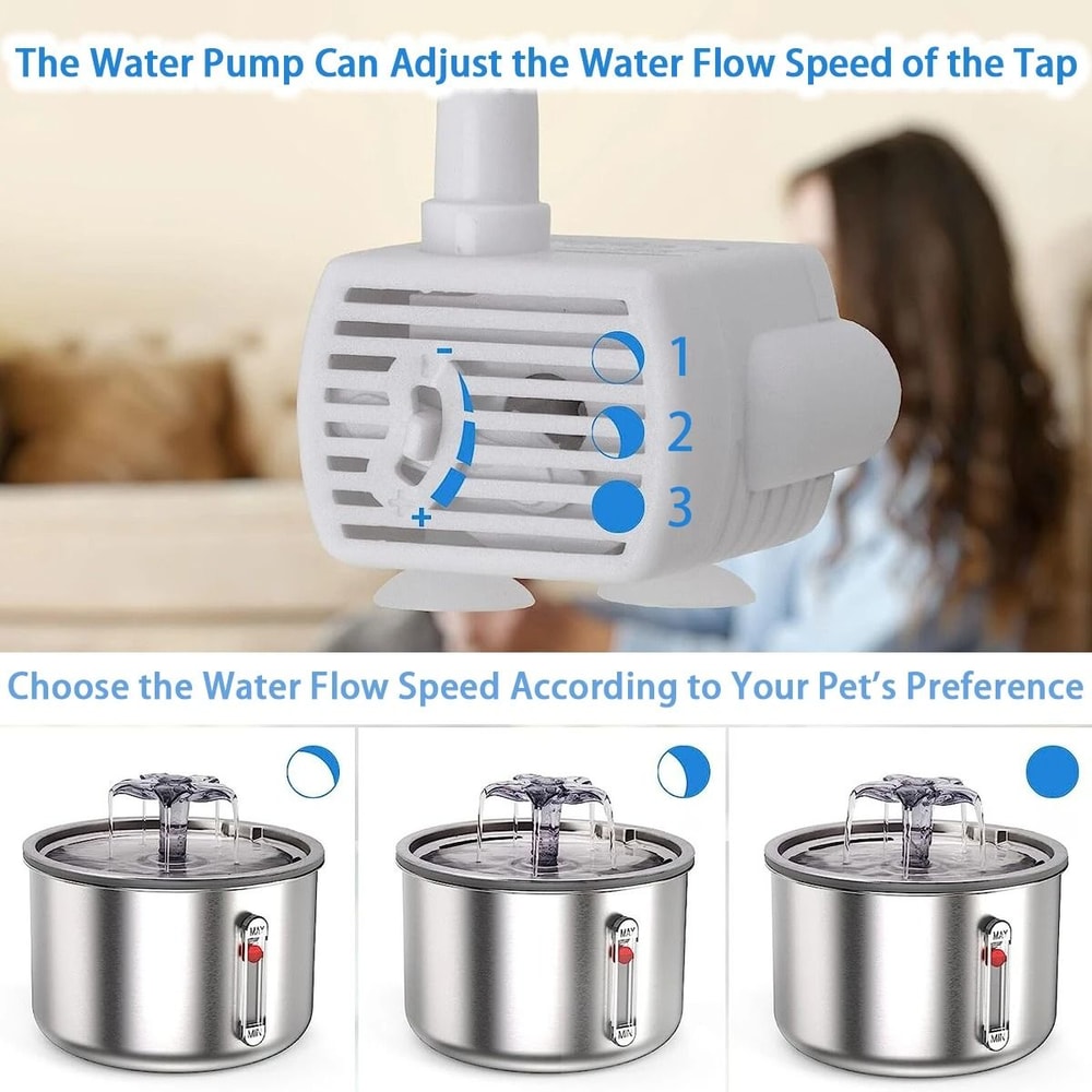 Stainless Steel Automatic Pet Water Fountain With USB Quiet Pump 4