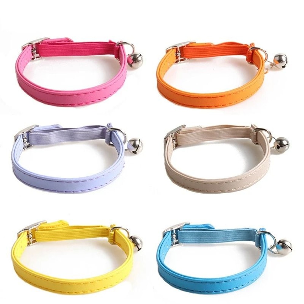 Macaron Color Adjustable Cat Collar With Bell For Cats Small Dogs 0