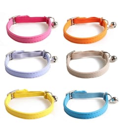 macaron color adjustable cat collar with bell for cats & small dogs