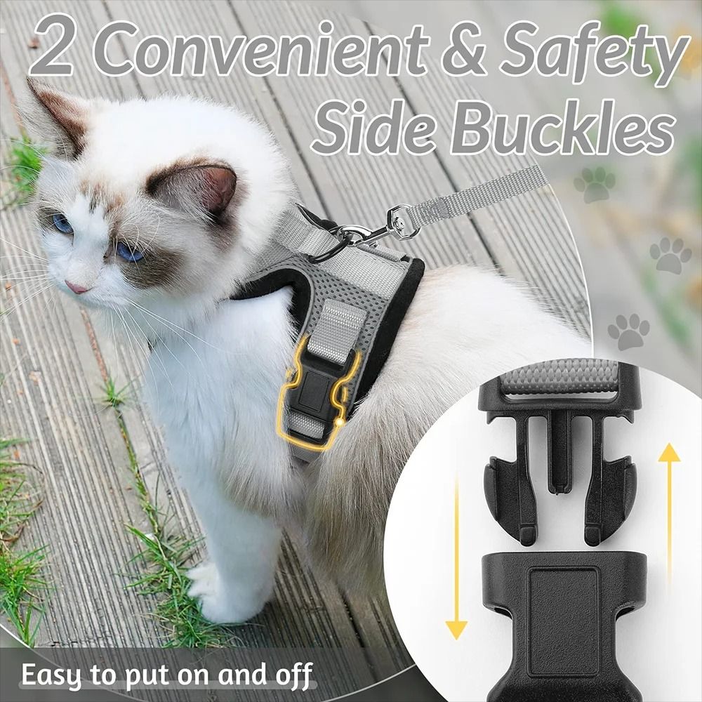Reflective EscapeProof Cat Harness And Leash Set With Breathable Mesh Vest 5