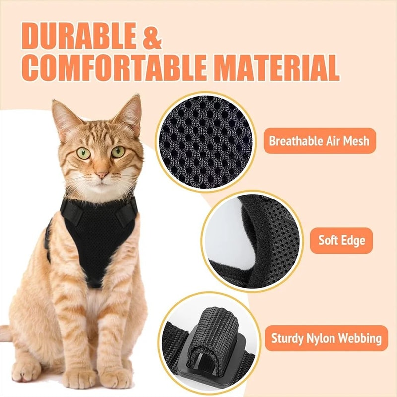 Reflective EscapeProof Cat Harness And Leash Set With Breathable Mesh Vest 6