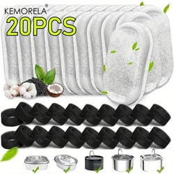 kemorela 20-piece cat water fountain filter replacement set for stainless steel pet fountains