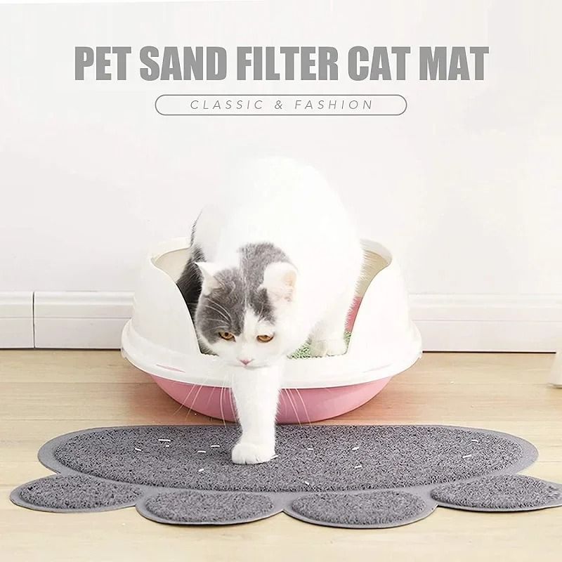 Waterproof Paw Print Cat Litter Mat For Cleaner Floors Less Tracking 2