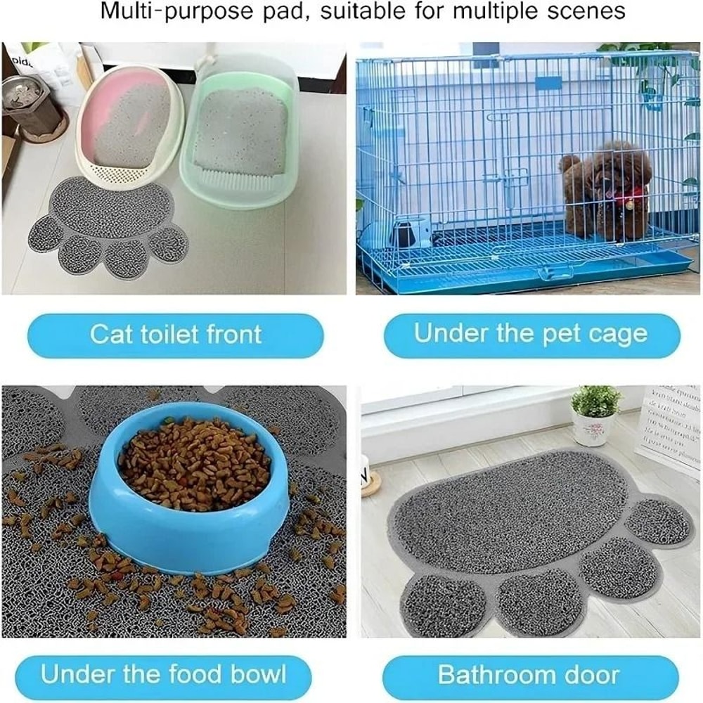 Waterproof Paw Print Cat Litter Mat For Cleaner Floors Less Tracking 4