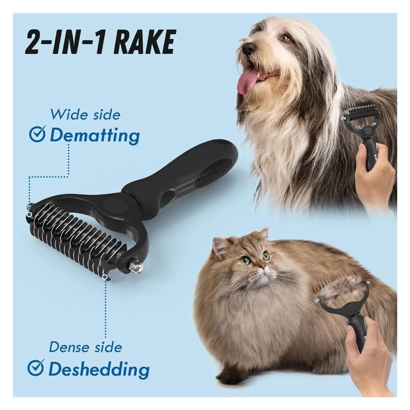 2in1 Pet Grooming Brush And Metal Comb Set For Dogs And Cats 1
