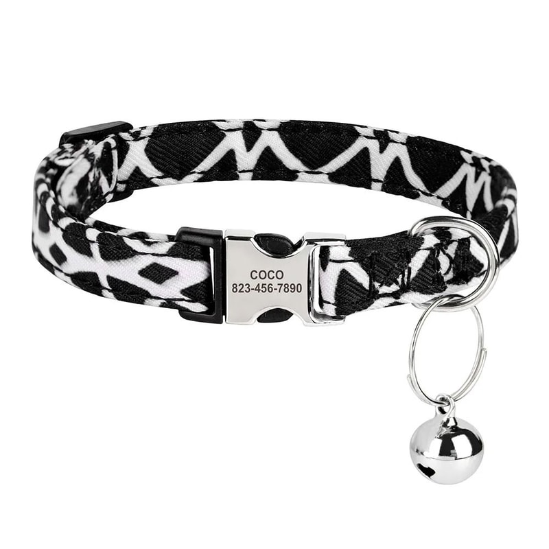 Personalized Adjustable Cat Collar With Engraved ID Nameplate Safety Bell 11