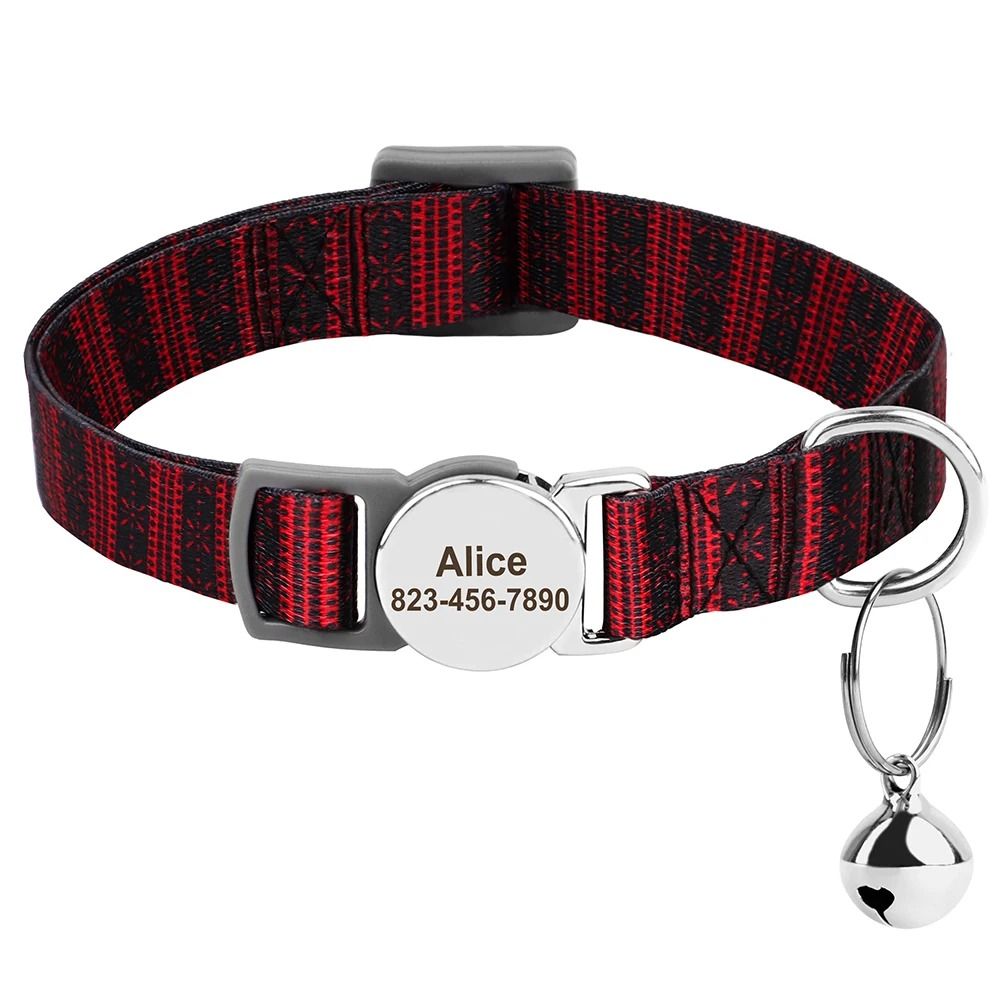 Personalized Adjustable Cat Collar With Engraved ID Nameplate Safety Bell 8