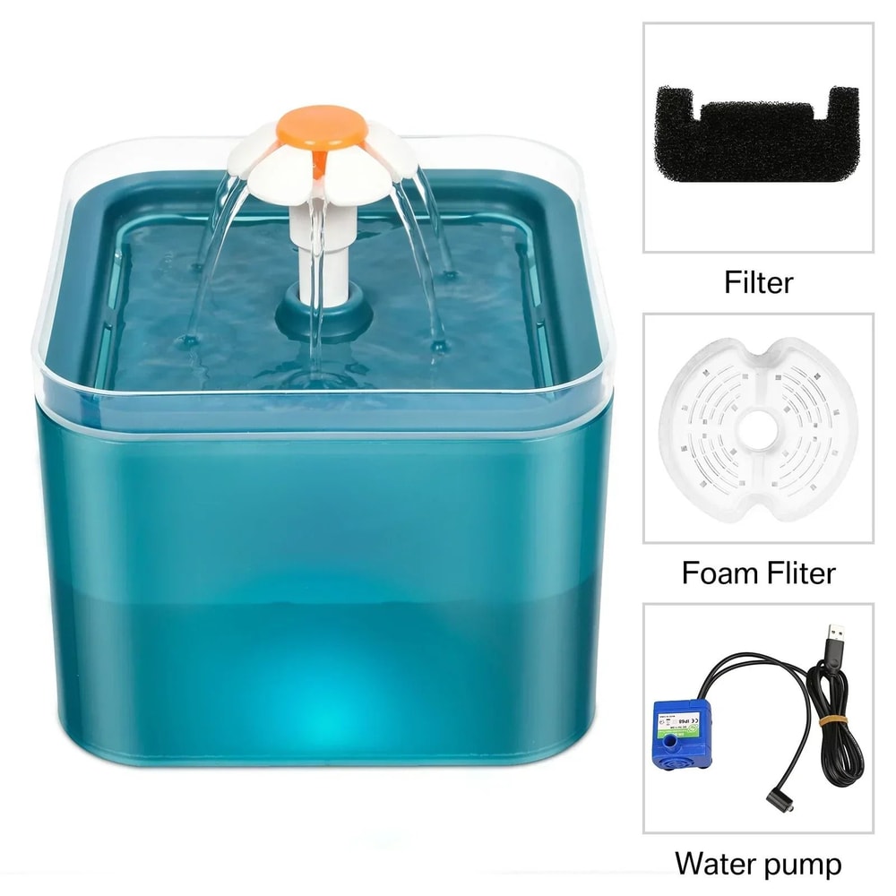 2L Ultra Quiet Cat Water Fountain With LED Light For Cats And Small Dogs 9
