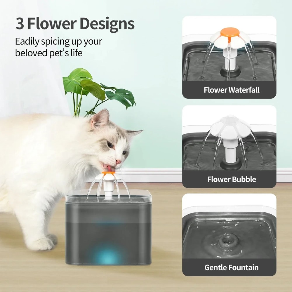 2L Ultra Quiet Cat Water Fountain With LED Light For Cats And Small Dogs 2