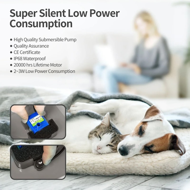 2L Ultra Quiet Cat Water Fountain With LED Light For Cats And Small Dogs 5